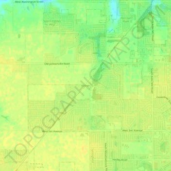 Mappa topografica Archer, altitudine, rilievo