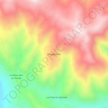 Mappa topografica Miguel Grau, altitudine, rilievo