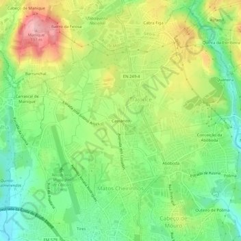 Mappa topografica Cassanito, altitudine, rilievo