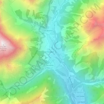 Mappa topografica Les Gondoins, altitudine, rilievo