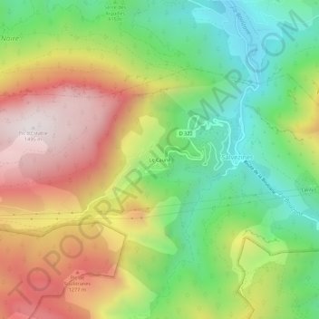Mappa topografica Le Caunil, altitudine, rilievo