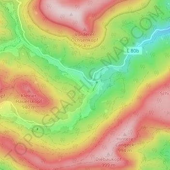 Mappa topografica Hundsbach, altitudine, rilievo