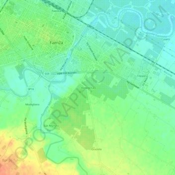 Mappa topografica Benedetta, altitudine, rilievo