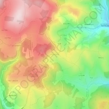 Mappa topografica Les Essarts, altitudine, rilievo
