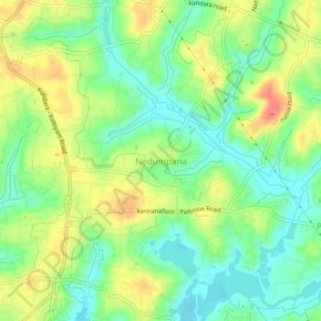 Mappa topografica Nedumpana, altitudine, rilievo