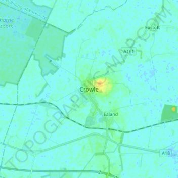Mappa topografica Crowle, altitudine, rilievo