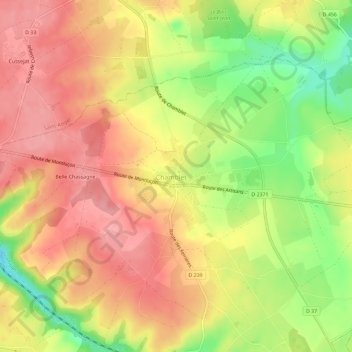 Mappa topografica Le Bourg, altitudine, rilievo