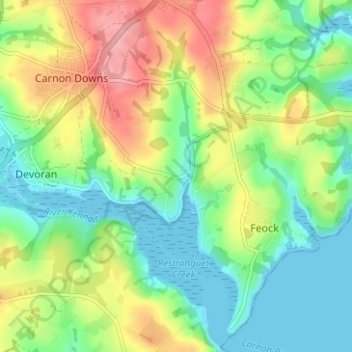 Mappa topografica Penpol, altitudine, rilievo