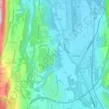 Mappa topografica Montarlet, altitudine, rilievo