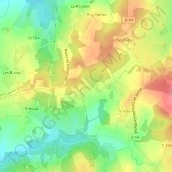Mappa topografica Bambournet, altitudine, rilievo