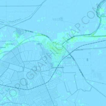 Mappa topografica Massa Fiscaglia, altitudine, rilievo