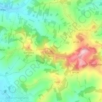 Mappa topografica Monte Bosso, altitudine, rilievo