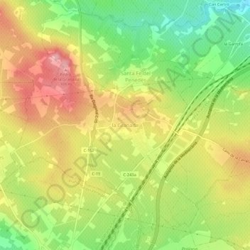 Mappa topografica la Granada, altitudine, rilievo