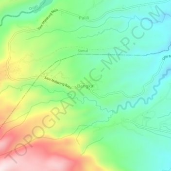 Mappa topografica Bangkal, altitudine, rilievo