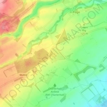 Mappa topografica Charterhall, altitudine, rilievo