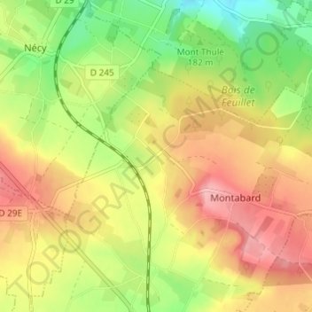 Mappa topografica Clinchamps, altitudine, rilievo