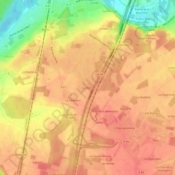 Mappa topografica La Liborie, altitudine, rilievo