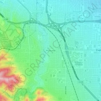 Mappa topografica Monta Vista, altitudine, rilievo