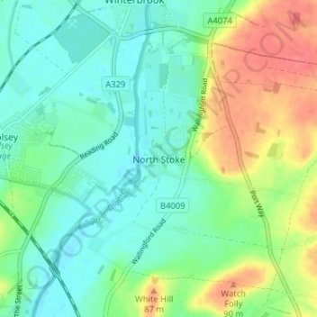 Mappa topografica North Stoke, altitudine, rilievo