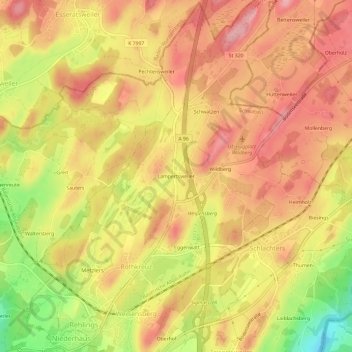 Mappa topografica Lampertsweiler, altitudine, rilievo