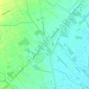 Mappa topografica Chiesuola di Piscinara, altitudine, rilievo