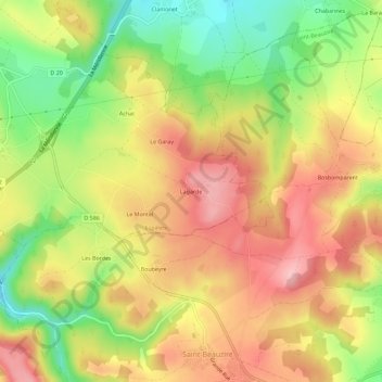 Mappa topografica Lagarde, altitudine, rilievo
