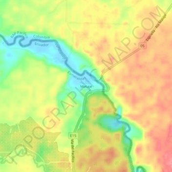 Mappa topografica Mataje, altitudine, rilievo