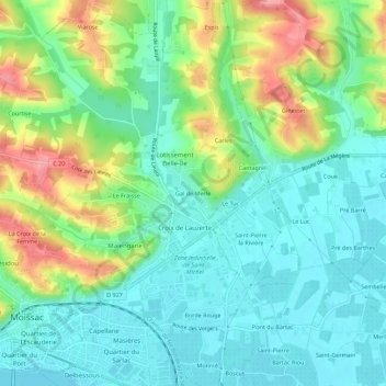 Mappa topografica Gal de Merle, altitudine, rilievo