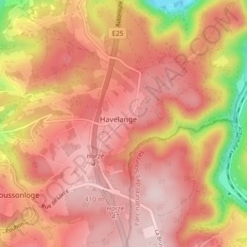 Mappa topografica Pîre des Hot'lîs, altitudine, rilievo