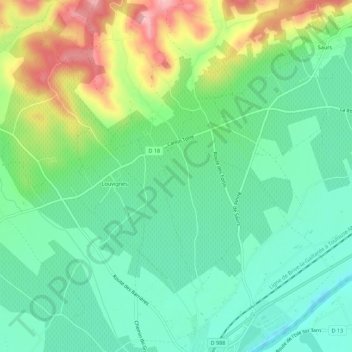 Mappa topografica Mazou, altitudine, rilievo