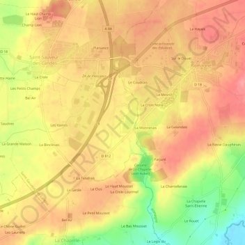 Mappa topografica La Crochais, altitudine, rilievo
