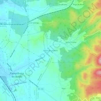 Mappa topografica Póvoa do Loureiro, altitudine, rilievo