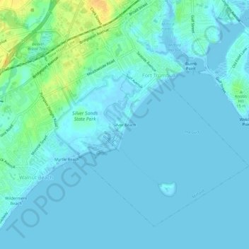 Mappa topografica Silver Beach, altitudine, rilievo