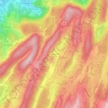 Mappa topografica Grand Fontaine, altitudine, rilievo
