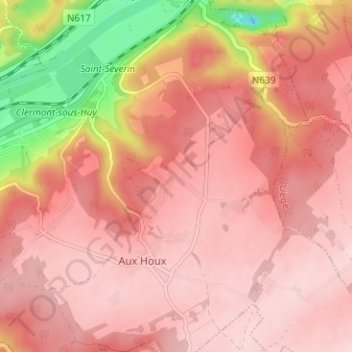 Mappa topografica Aux Granges, altitudine, rilievo