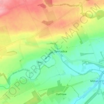Mappa topografica Millhouse Cottages, altitudine, rilievo