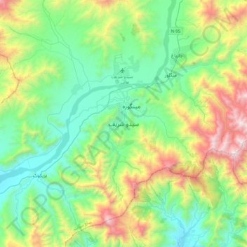Mappa topografica Saidu Sharif, altitudine, rilievo