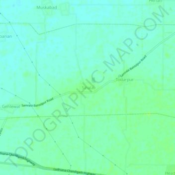 Mappa topografica Sihala, altitudine, rilievo