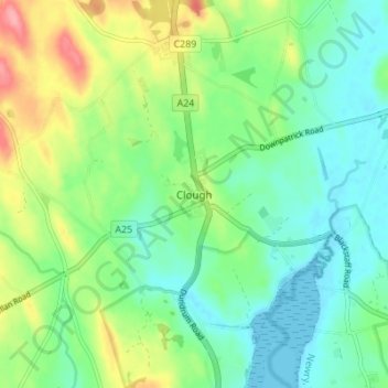 Mappa topografica Clough, altitudine, rilievo