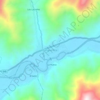 Mappa topografica Panguintza, altitudine, rilievo