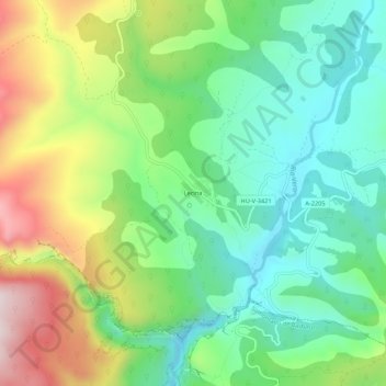 Mappa topografica Lecina, altitudine, rilievo