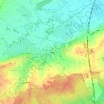 Mappa topografica Tigny, altitudine, rilievo