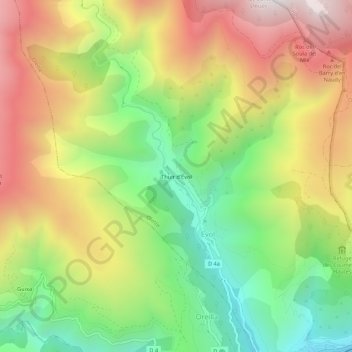Mappa topografica Thuir d'Évol, altitudine, rilievo
