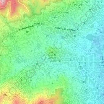 Mappa topografica Turó de la Peira, altitudine, rilievo