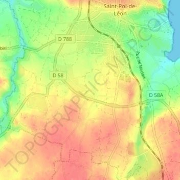 Mappa topografica Kerguelen, altitudine, rilievo