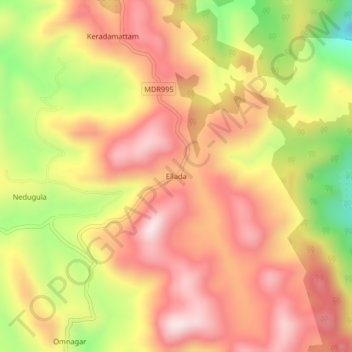 Mappa topografica Ellada, altitudine, rilievo