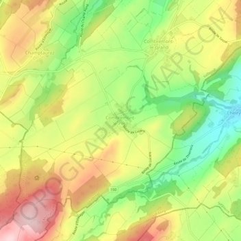 Mappa topografica Combremont-le-Petit, altitudine, rilievo