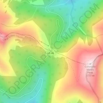 Mappa topografica Berthoud Pass, altitudine, rilievo