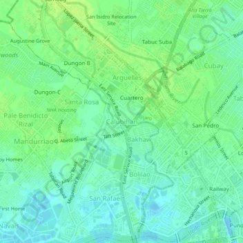 Mappa topografica Calubihan, altitudine, rilievo