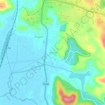 Mappa topografica Verna, altitudine, rilievo